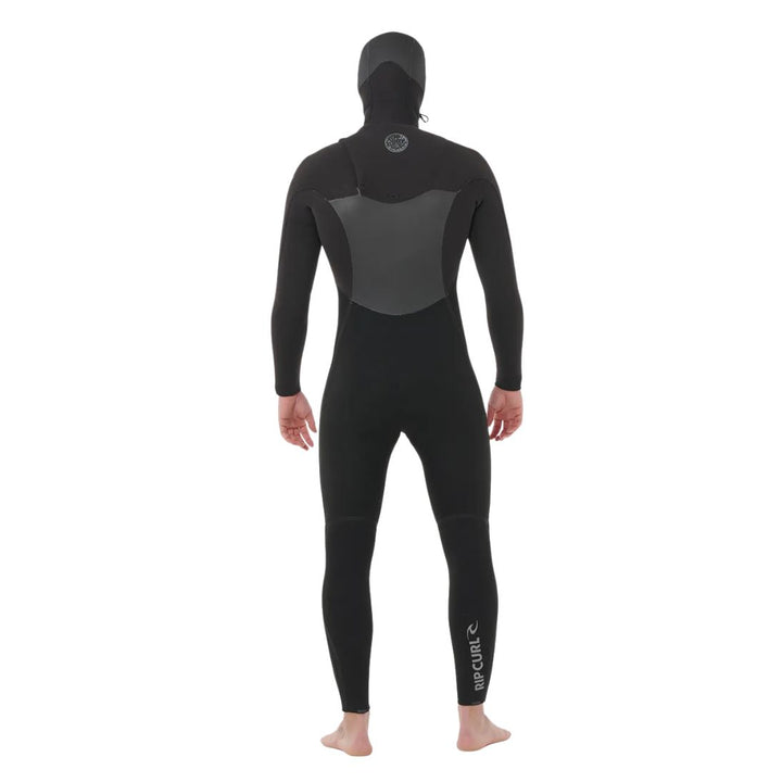 Black wetsuit with a hood on a white background