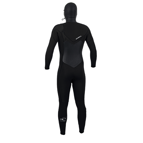 Back view of black 2020 O'Neill Epic 6/5/4 Mens Hooded Wetsuit  with a Chest Zip - Surfdock Watersports Specialists, Grand Canal Dock, Dublin, Ireland