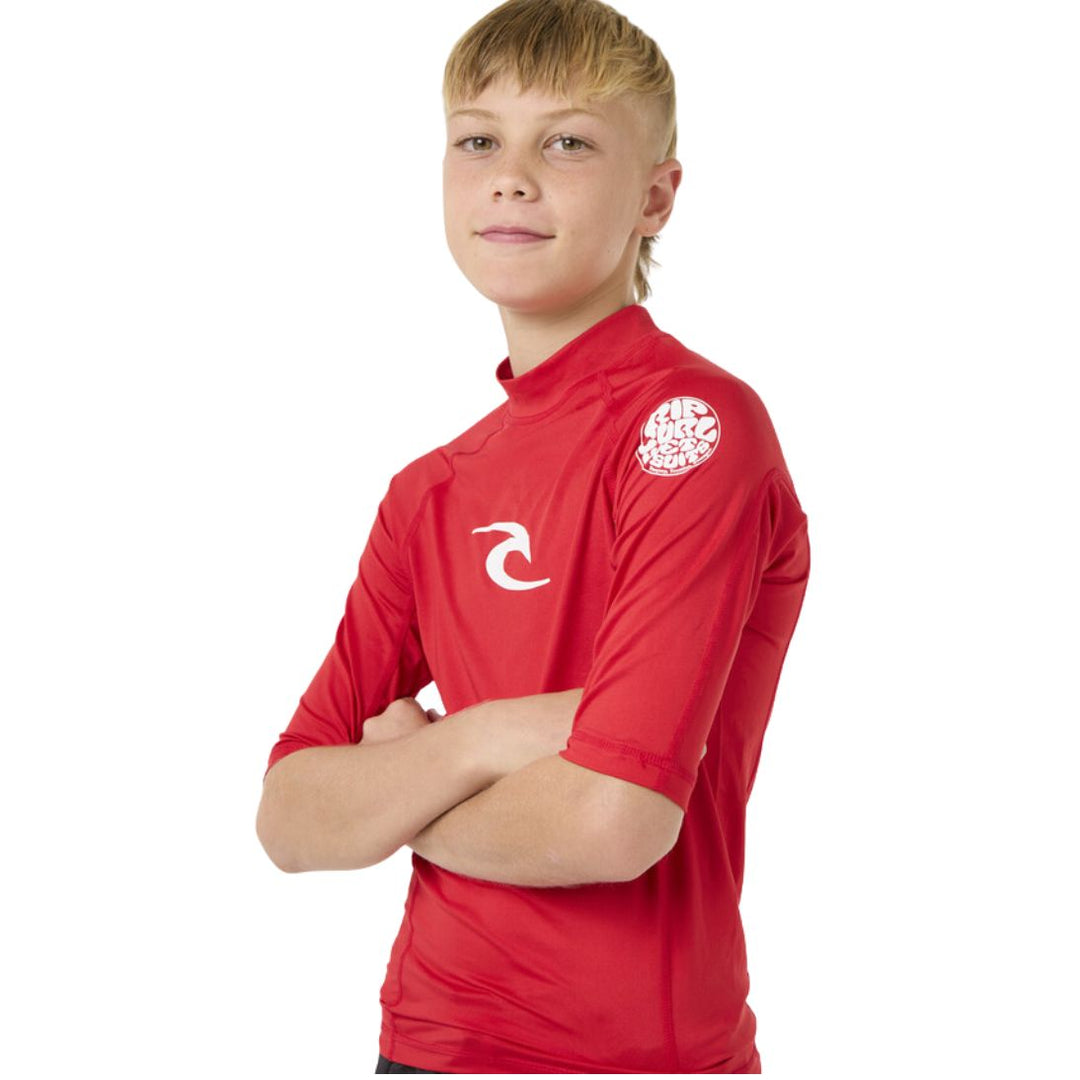 Rip Curl Kids Brand Wave Short Sleeved Rash Vest